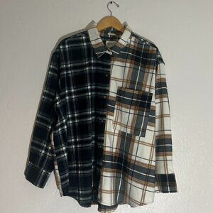 Abercrombie & Fitch Oversized Soft A&F Collection Flannel Size XXL BLUE/WH/TAN